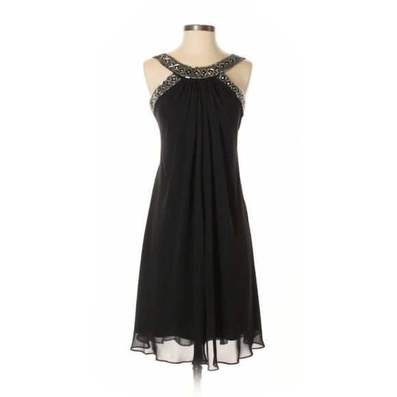 JS Boutique Polyester Cocktail Jeweled Dress Black - Picture 1 of 11